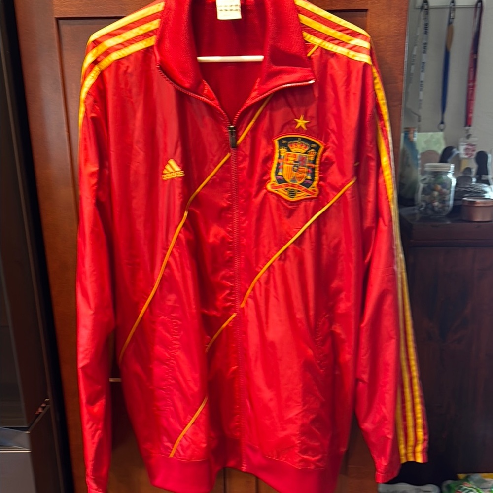 Adidas Red and Yellow Windbreaker Jacket XL Men’s